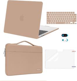 mosiso - 5in1 Kit for MacBook Air 13-Inch M5 M4 M3 M2 2022-2026, Hard Shell&Sleeve Bag&Keyboard Skin&Webcam Cover&Screen Film - Bronze Brown