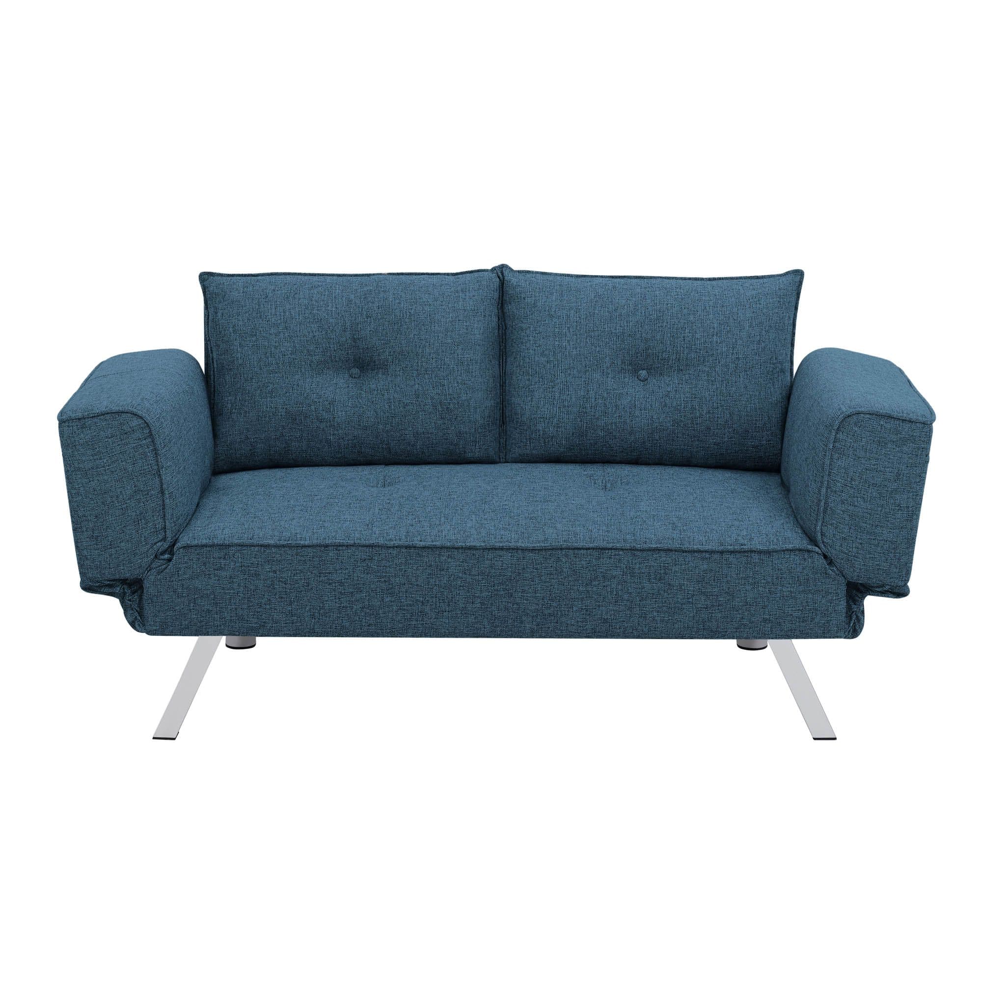Serta - Molecule Convertible Sofa with Adjustable Wing Arms - Blue - Front_Zoom
