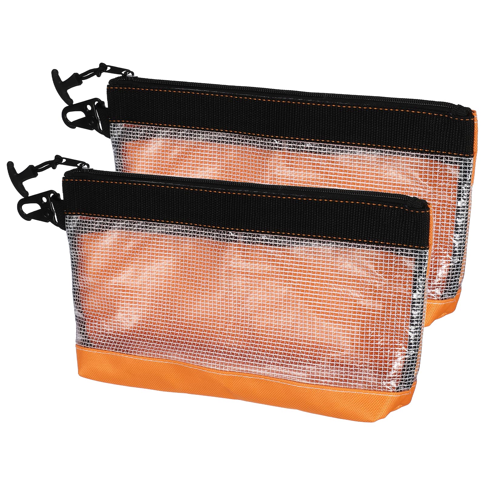 "Unique Bargains - 2pcs Canvas Tool Pouch, 12"" Multi Purpose Zipper Bag with Clear Window & Metal Hooks, Waterproof - Orange" price history on PriceWatchPro