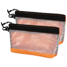Unique Bargains - 2pcs Canvas Tool Pouch, 12" Multi Purpose Zipper Bag with Clear Window & Metal Hooks, Waterproof - Orange