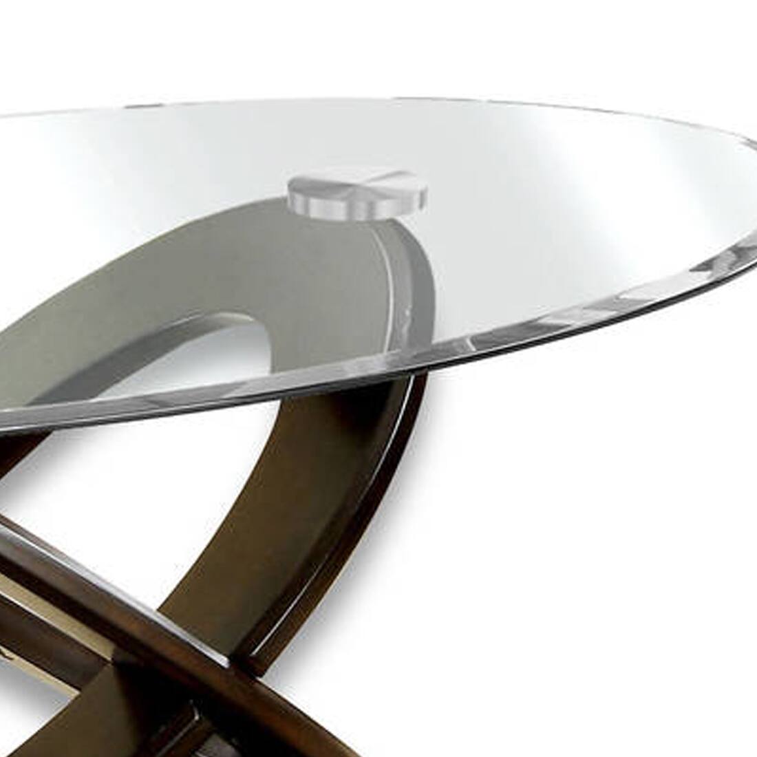 Alt View 3. Manhattan Lane - Oval Glass Top Coffee Table with Cross Oval Base - Brown and Clear.