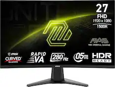 UNITE 27 FHD 1920 X 1080 1500R A5 MAG MSI ARSENAL GAMING msi RAPID HDR CURVED 1m 280 Hz 0.5 ms GTG GAMING VA READY