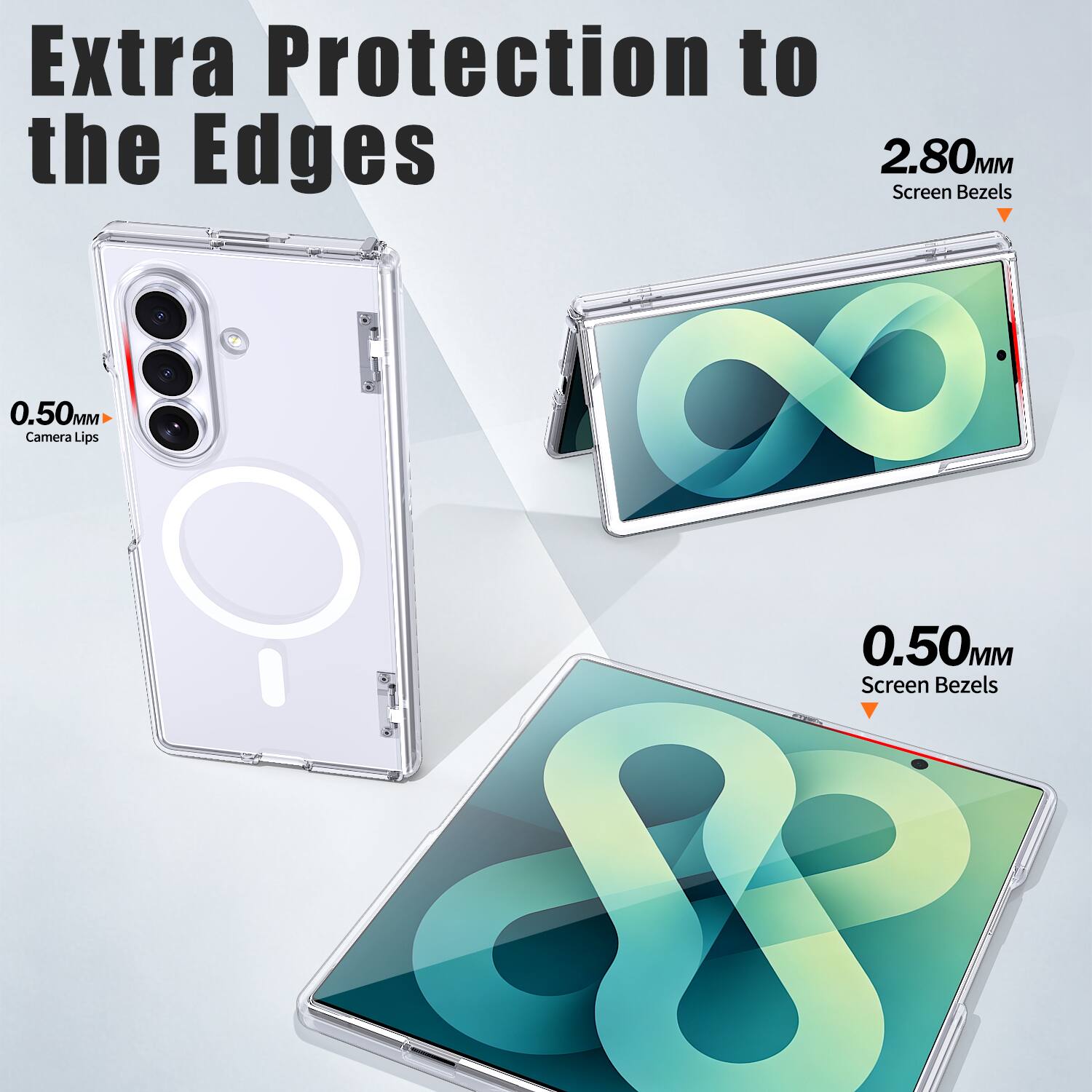 Extra Protection to the Edges  
2.80MM Screen Bezels  
0.50MM Camera Lips  
0.50MM Screen Bezels