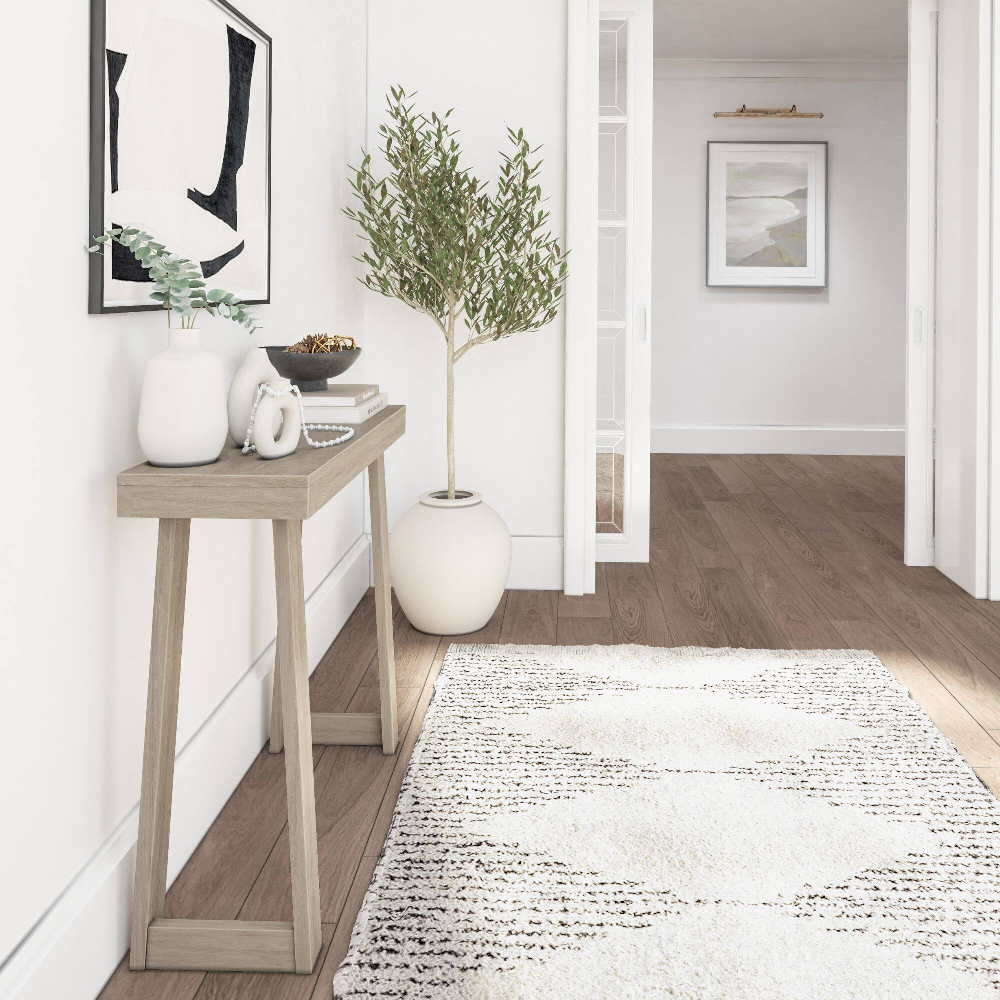 Alt View 4. Plank+Beam - Classic Console Table - 36 inches, Seashell - Seashell.