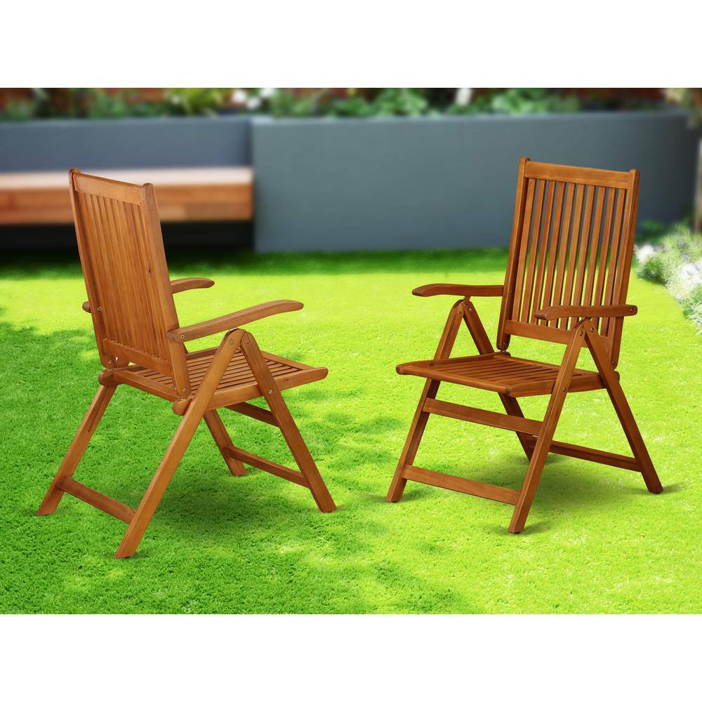 Angle. East West Furniture - Wooden Patio Chair Natural Oil set of 2 - Brown.