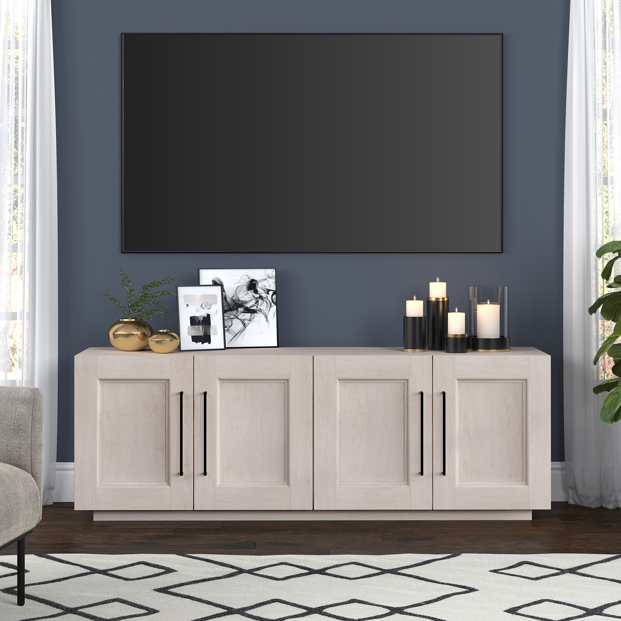 Front. Camden&Wells - Lisabet TV Stand for Most TVs up to 75" - White Wash.