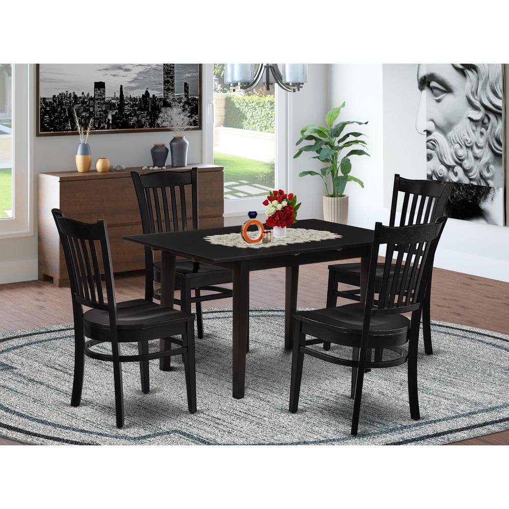 Back. East West Furniture - Dining Table- Dining Chairs - Brown.