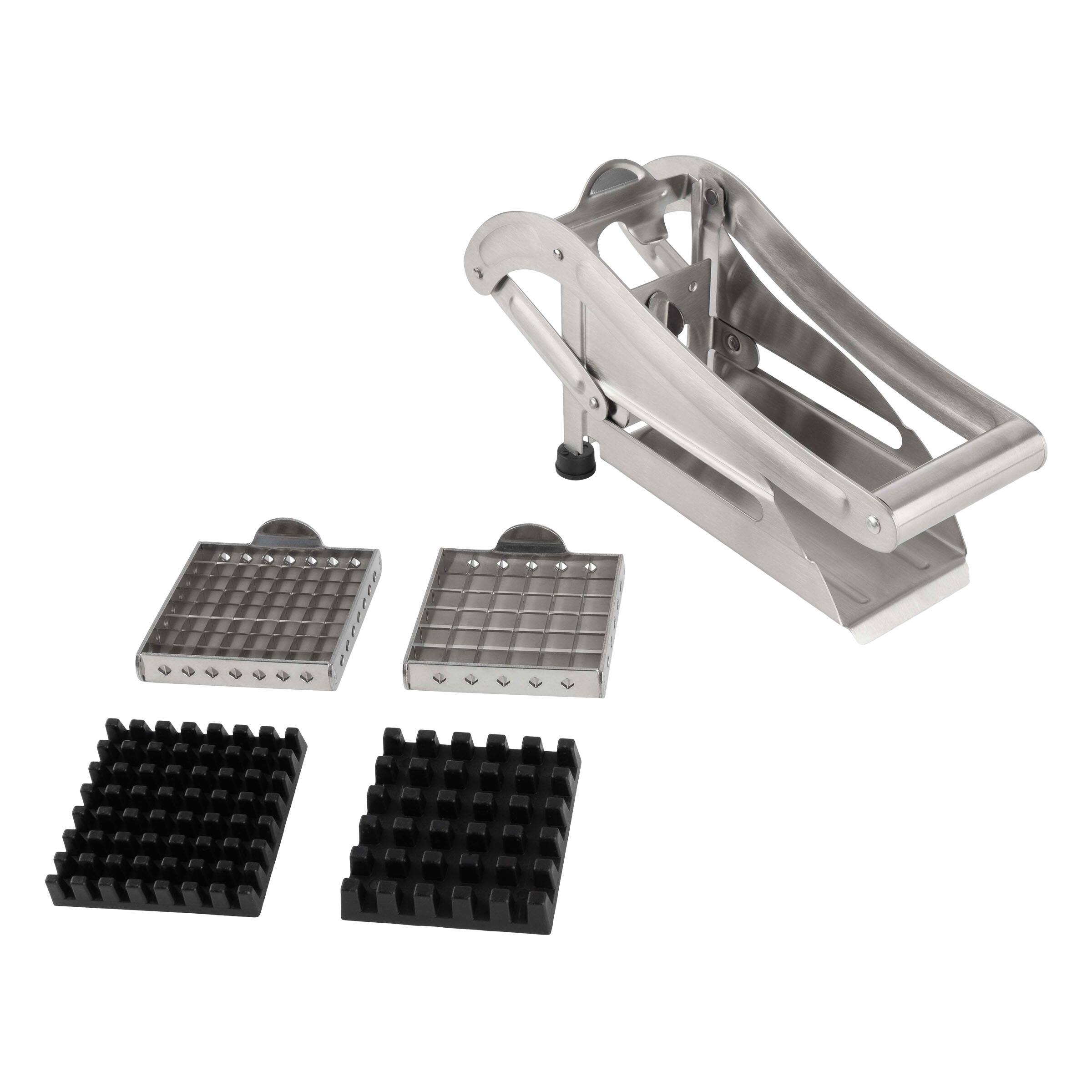 Left. Classic Cuisine - French Fry Cutter with Two Blades - Silver.
