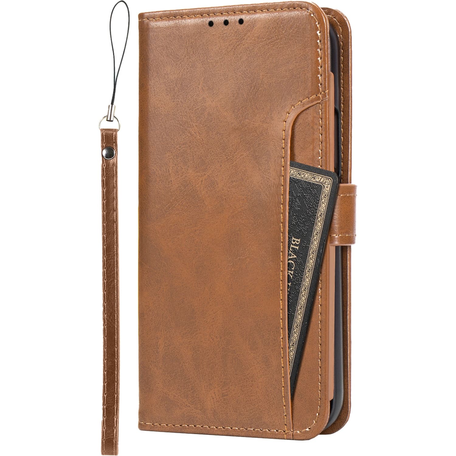 Left. SaharaCase - Folio Wallet Case for Apple iPhone 14 - Brown.