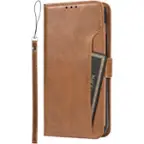 Left. SaharaCase - Folio Wallet Case for Apple iPhone 14 - Brown.