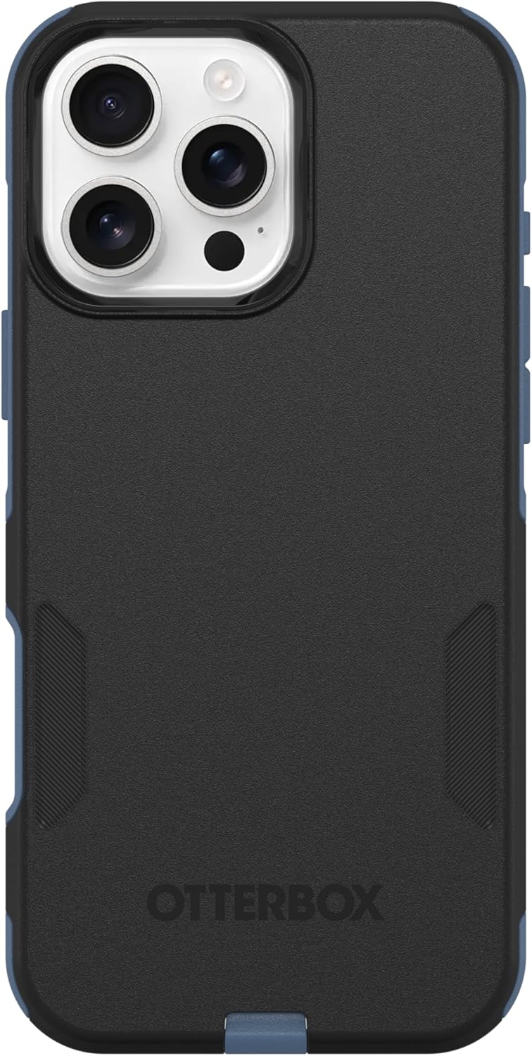 Left. OtterBox - OtterBox - Commuter Series Hard Shell for MagSafe for Apple iPhone 16 Pro Max - Sovereign Navy (Black & Blue).
