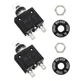 Unique Bargains - 2pcs 20A Push Circuit Breaker, 125/250V AC,50V DC, Manual Reset Thermal Overload Protector with Waterproof Caps - Black