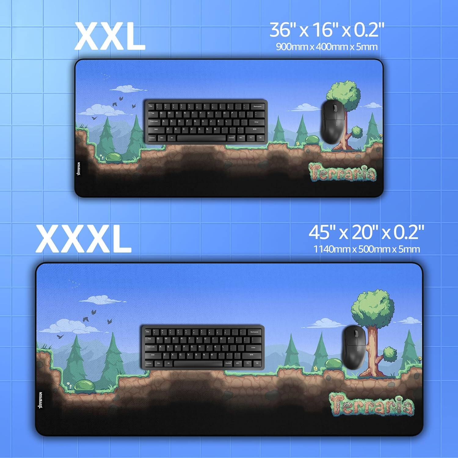 XXL 36" X 16" X 0.2" 900mm x 400mm x 5mm  
XXXL 45" X 20" X 0.2" 1140mm x 500mm x 5mm