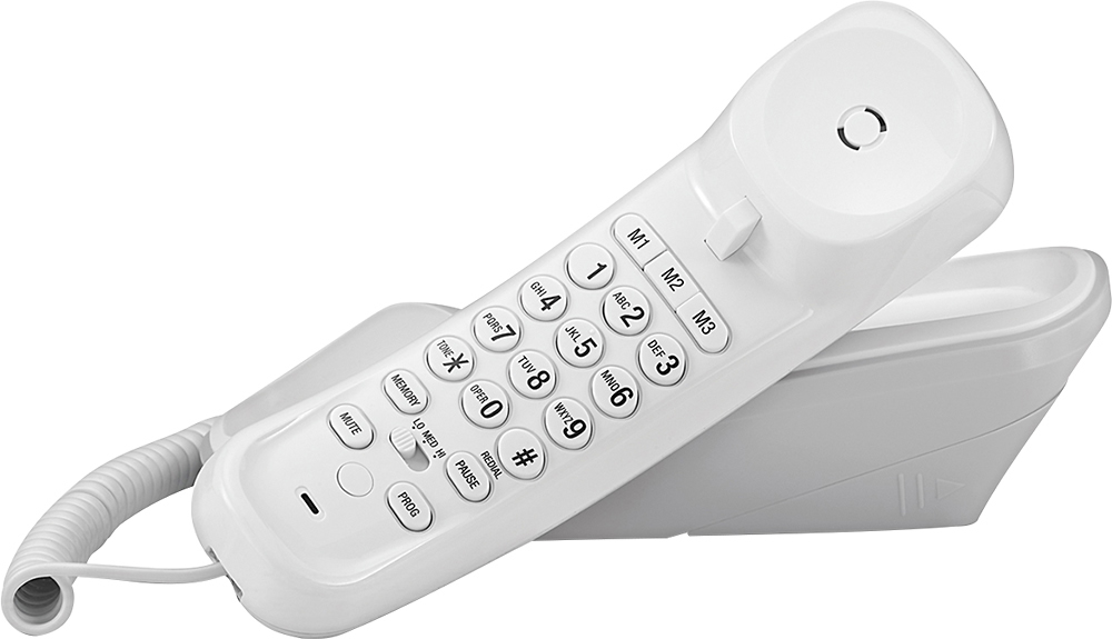 Left View: AT&T - TR1909 Trimline Corded Phone - White