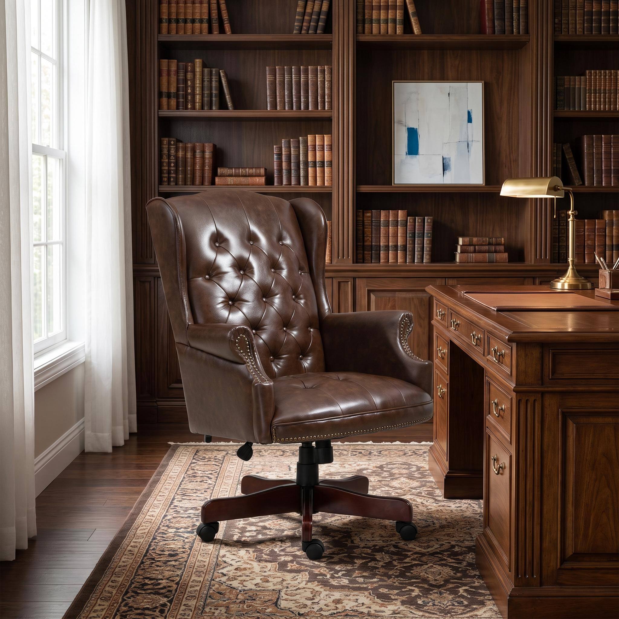 Alt View 9. Forest'nSky - Brown Executive Office Chair with Smooth Glide Caster Wheels - Brown.