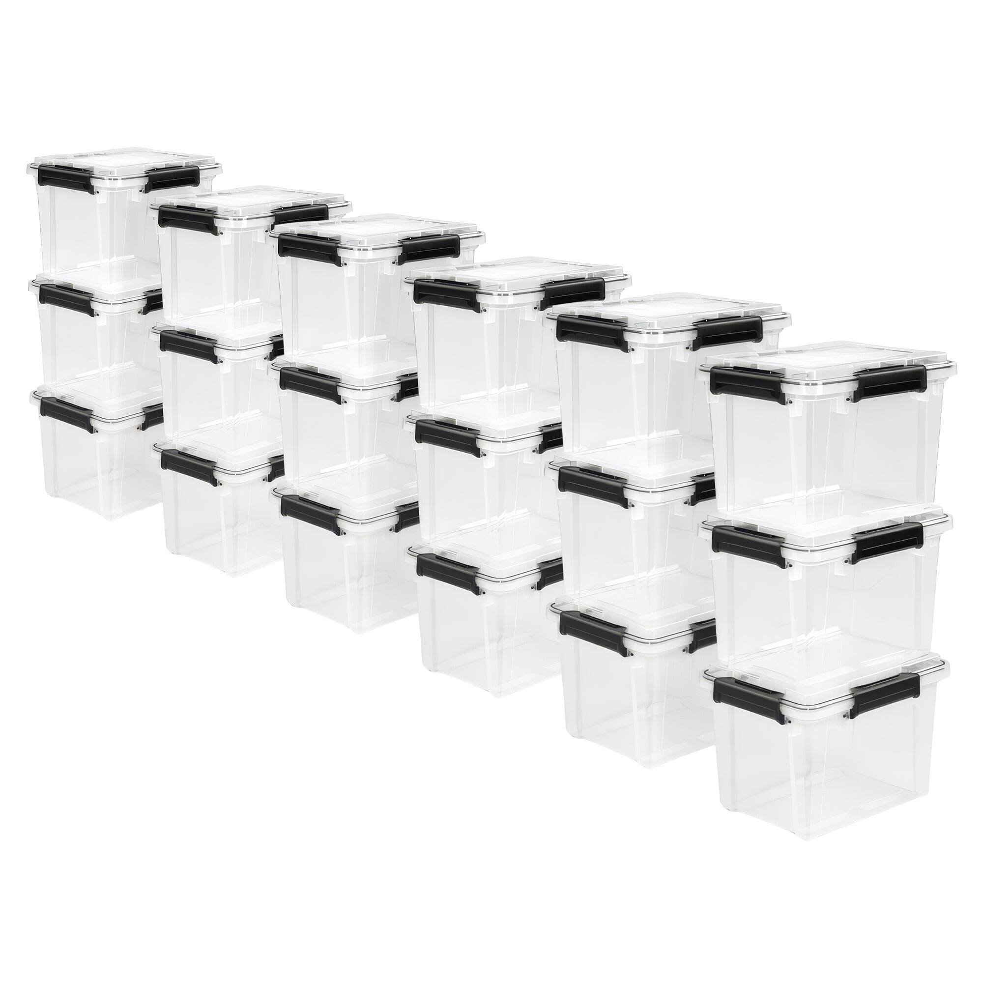 Front. Sterilite - Sterilite 19Qt Gasket Box, Stackable Storage Container with Lids, Black, 18 Pack - Clear.
