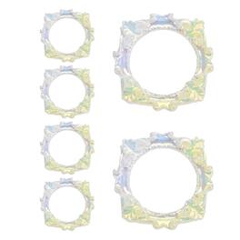 Unique Bargains - 6pcs Mini Vintage Picture Frames, 2in Resin Glow-in-dark Glitter Diamond Tiny Photo Frame Square for DIY - Beige