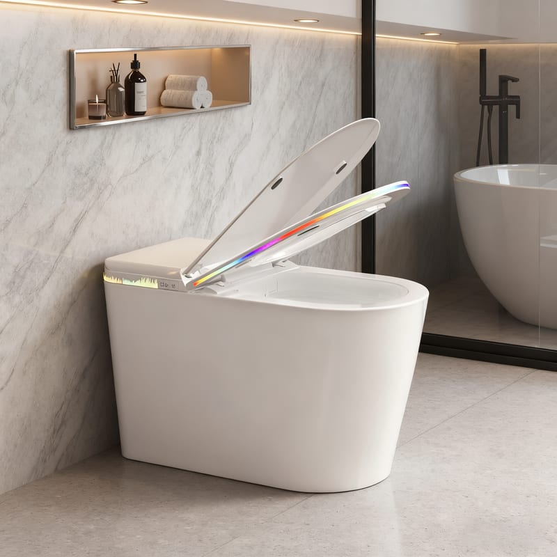 Vipbear - Smart Toilet with Child Seat, Auto Lid, Instant Wash, Heated Seat, Warm Air Dry, LED & RGB Lights - White