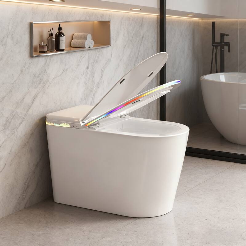 Front. Vipbear - Smart Toilet with Child Seat, Auto Lid, Instant Wash, Heated Seat, Warm Air Dry, LED & RGB Lights - White.