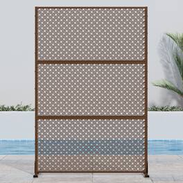 PexFix - 72 in. x 47 in. Jason Pattern Metal Outdoor Privacy Screen & Panels, Freestanding Garden Divider Fence - Brown