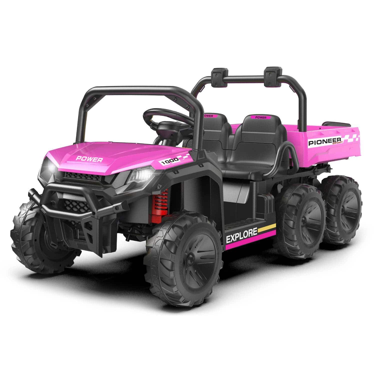 Qeetex - 2-Seater Ride-on Toy 24V 4WD Electric Dump Truck for Kids Best Gift, Pink