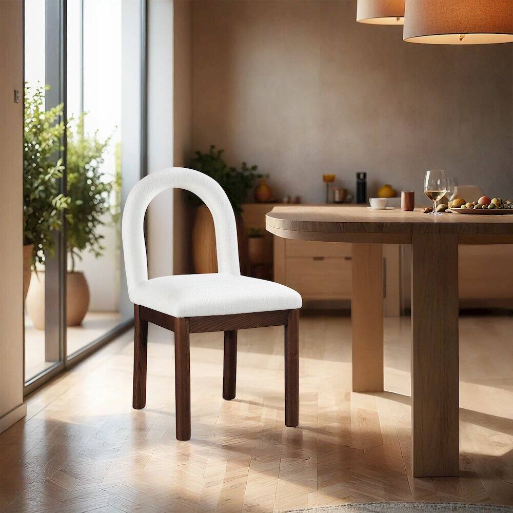 Alt View 1. Meridian Furniture - Conrad Cream Linen Textured Fabric Dining Chair - Beige.