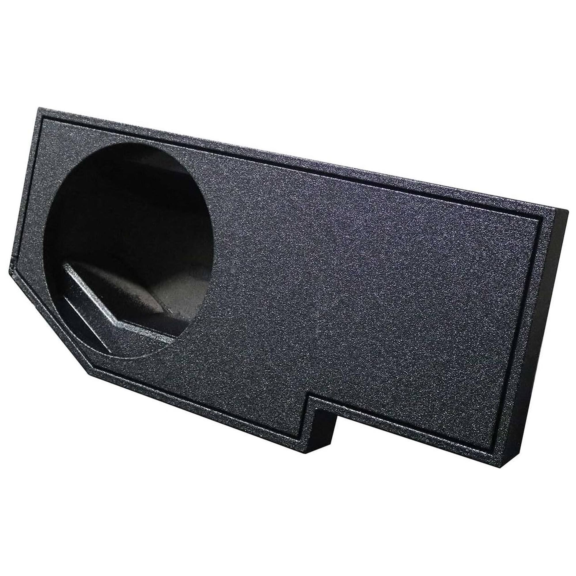 Front. QPower - QPower Single 12" Sub Box for Dodge Ram Crew Cab & Quad Cab 02-18, Classic 19-22 - Bed Liner Black.