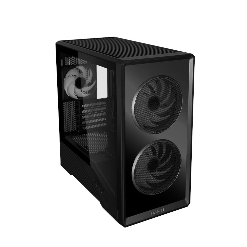 Left. Lian Li - Vector V150 INF Micro ATX PC Case, Infinity Mirror Front Panel, 2 x 140mm + 1 x 120 mm ARGB PWM Fans, V150INFX - Black.