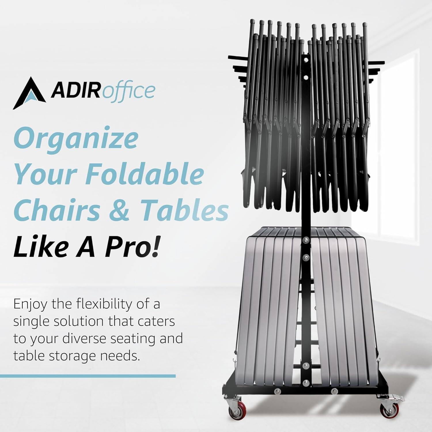 ADIRoffice Organize Your Foldable Chairs & Tables Like A Pro! Enjoy the flexibility of a single solution that caters to your diverse seating and table storage needs.