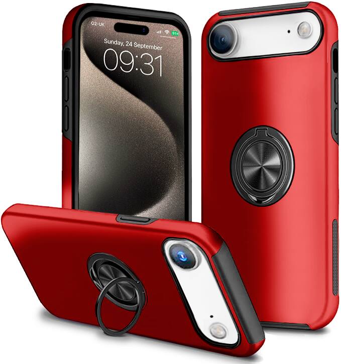 Entronix - Case for iPhone 17 Air - 360 Degree Kickstand and Protection - Red