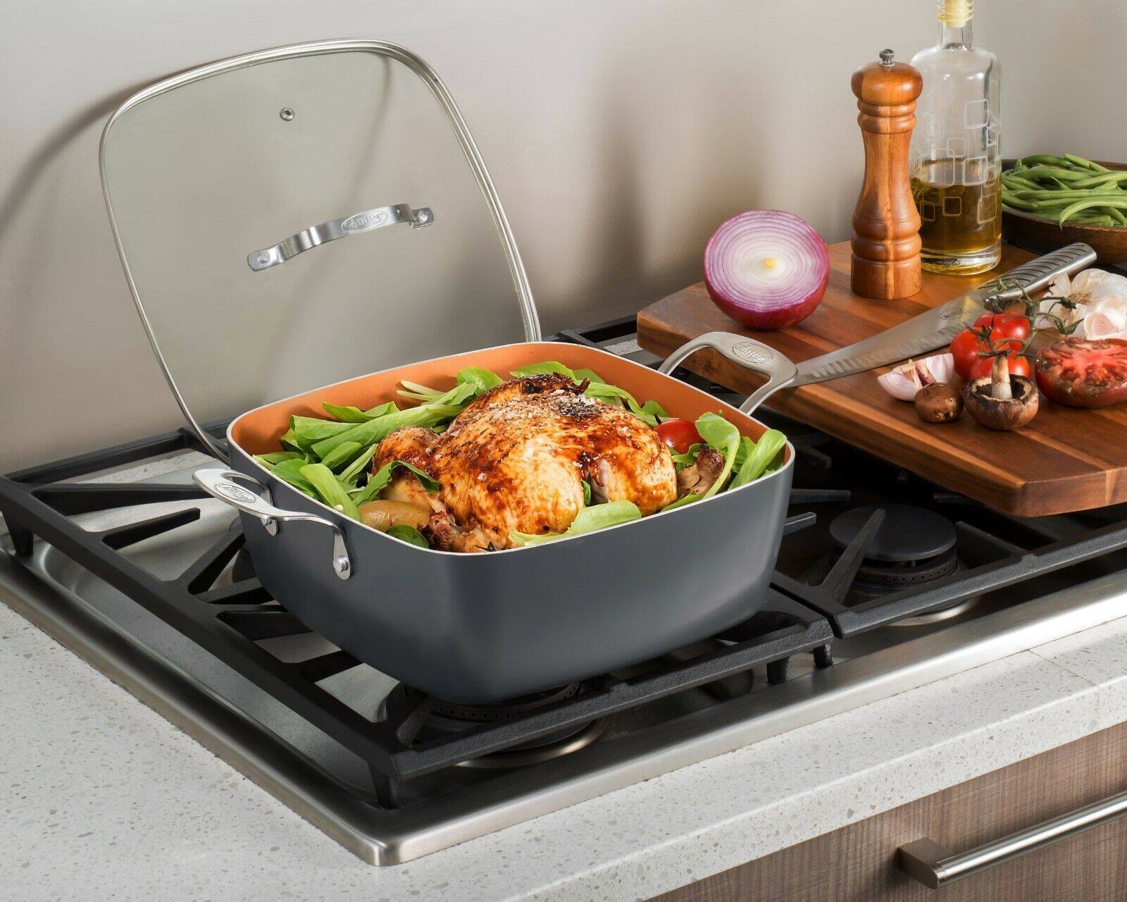 Back. Gotham Steel - 20 Piece Nonstick Cookware and Bakeware Set - Graphite.