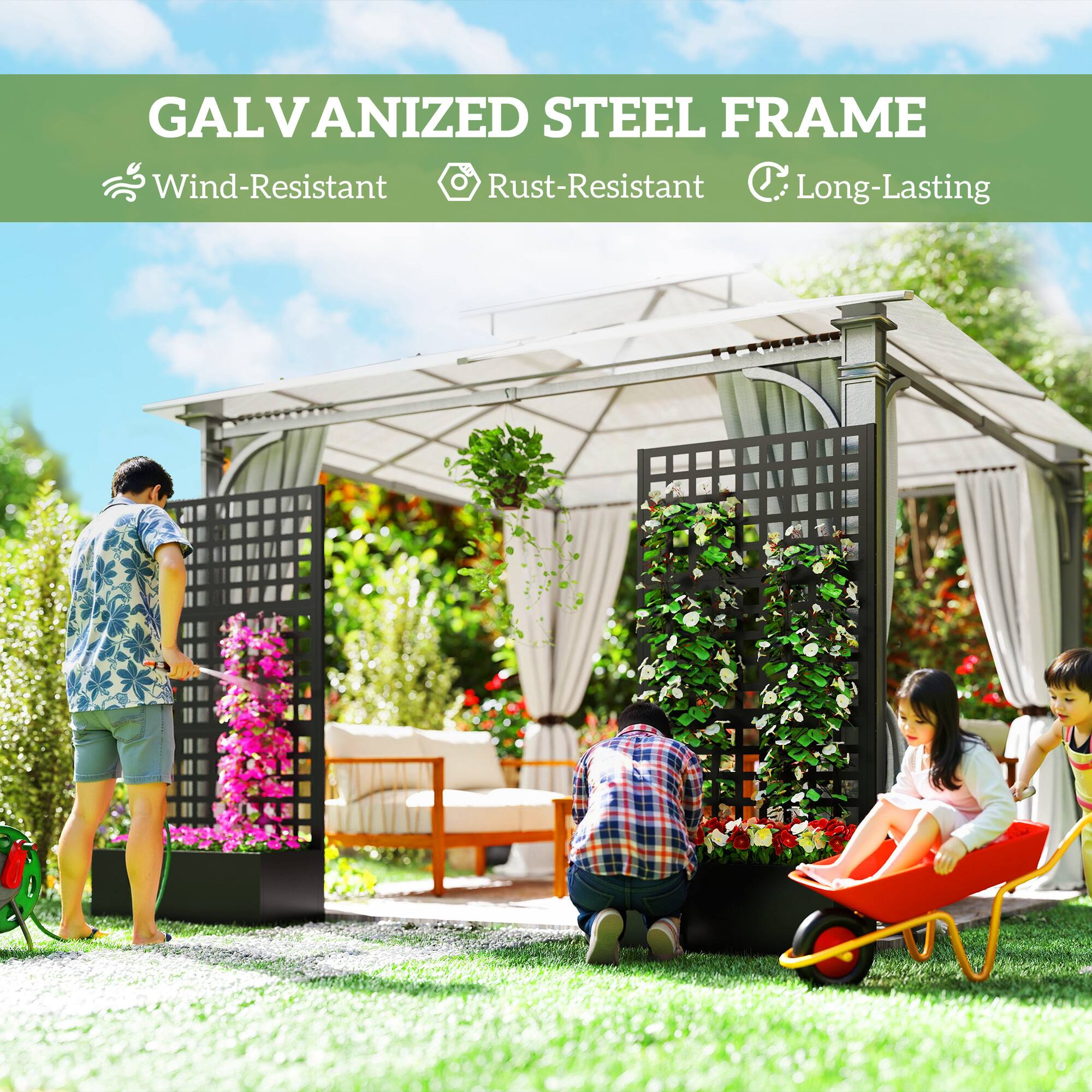 GALVANIZED STEEL FRAME  
Wind-Resistant  
Rust-Resistant  
Long-Lasting