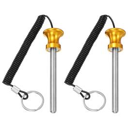 Unique Bargains - Weight Stack Pin, Gym Pin Strength Training Replacement with Pull Rope, 0.4 x 3.9 Inch 2pcs for Home/Gym - Gold