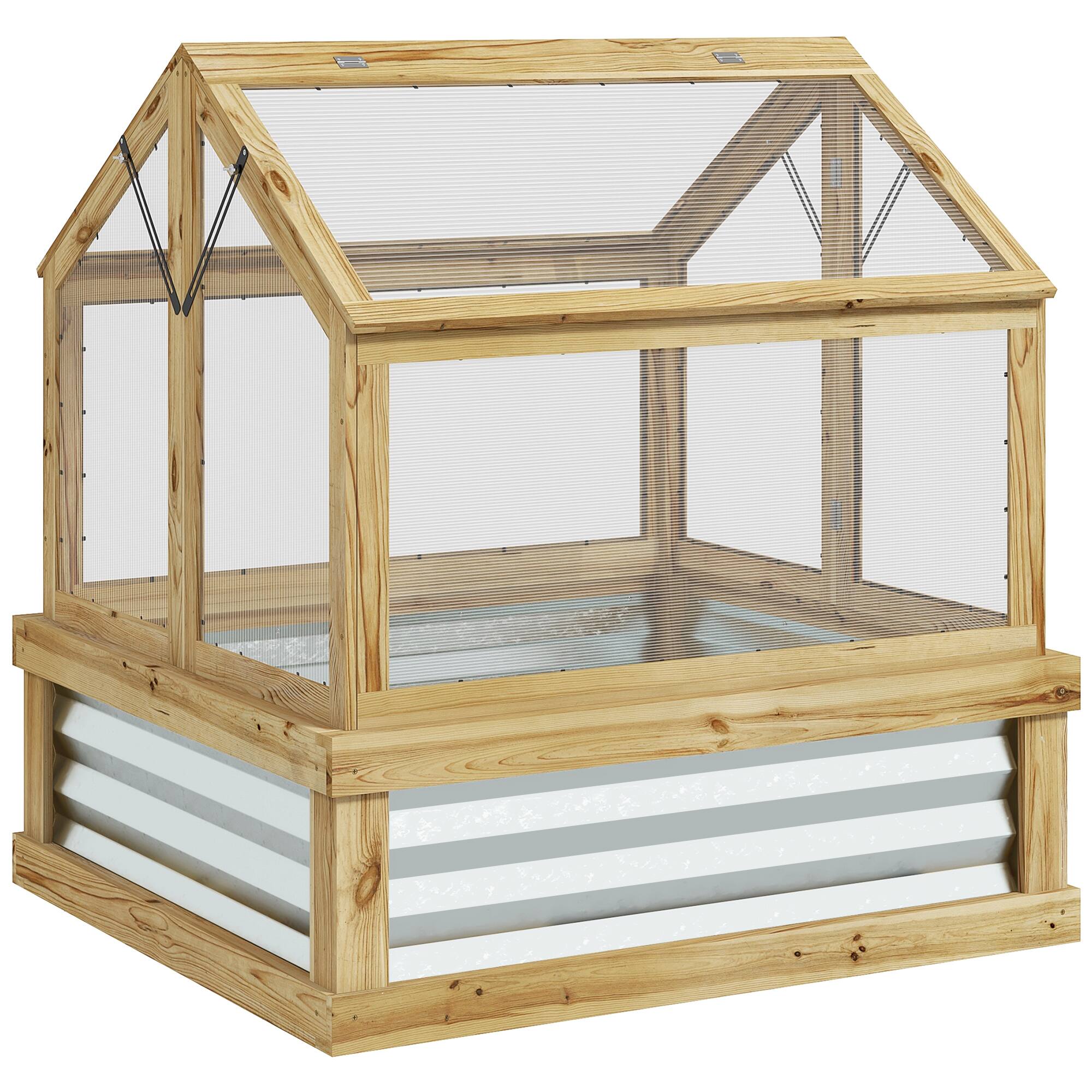 "Outsunny - Raised Garden Bed with Polycarbonate Greenhouse, Wooden Cold Frame Greenhouse, 35.5"" x 31.5"" x 36""" price history on PriceWatchPro