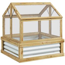 Outsunny - Raised Garden Bed with Polycarbonate Greenhouse, Wooden Cold Frame Greenhouse, 35.5" x 31.5" x 36"