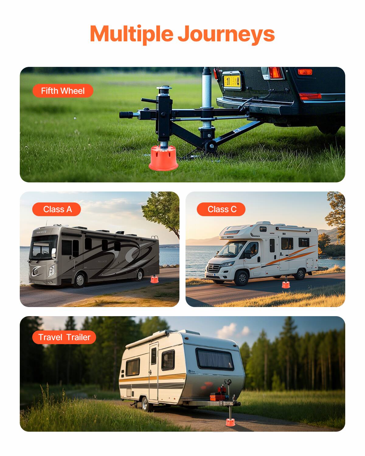 Multiple Journeys

Fifth Wheel

Class A

Class C

Travel Trailer