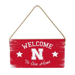 Evergreen Enterprises - Nebraska Huskers 6" x 11" Welcome Home Wood Wall Sign with Rope Hanger - Multicolor