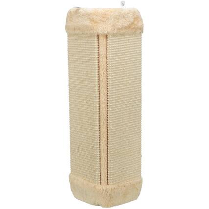 Front. TRIXIE - Wall Mount Sisal Scratching Board for Corners, Vertical Cat Scratcher - Beige.
