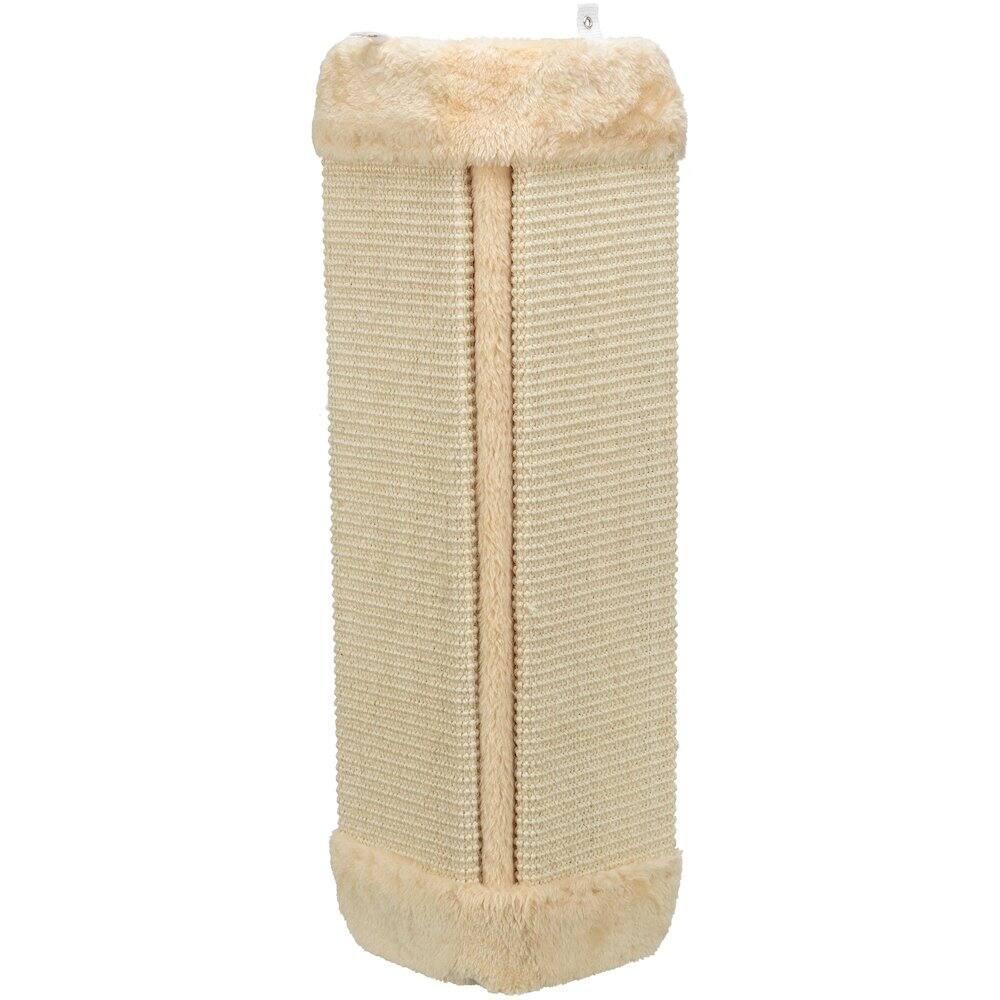 Front. TRIXIE - Wall Mount Sisal Scratching Board for Corners, Vertical Cat Scratcher - Beige.