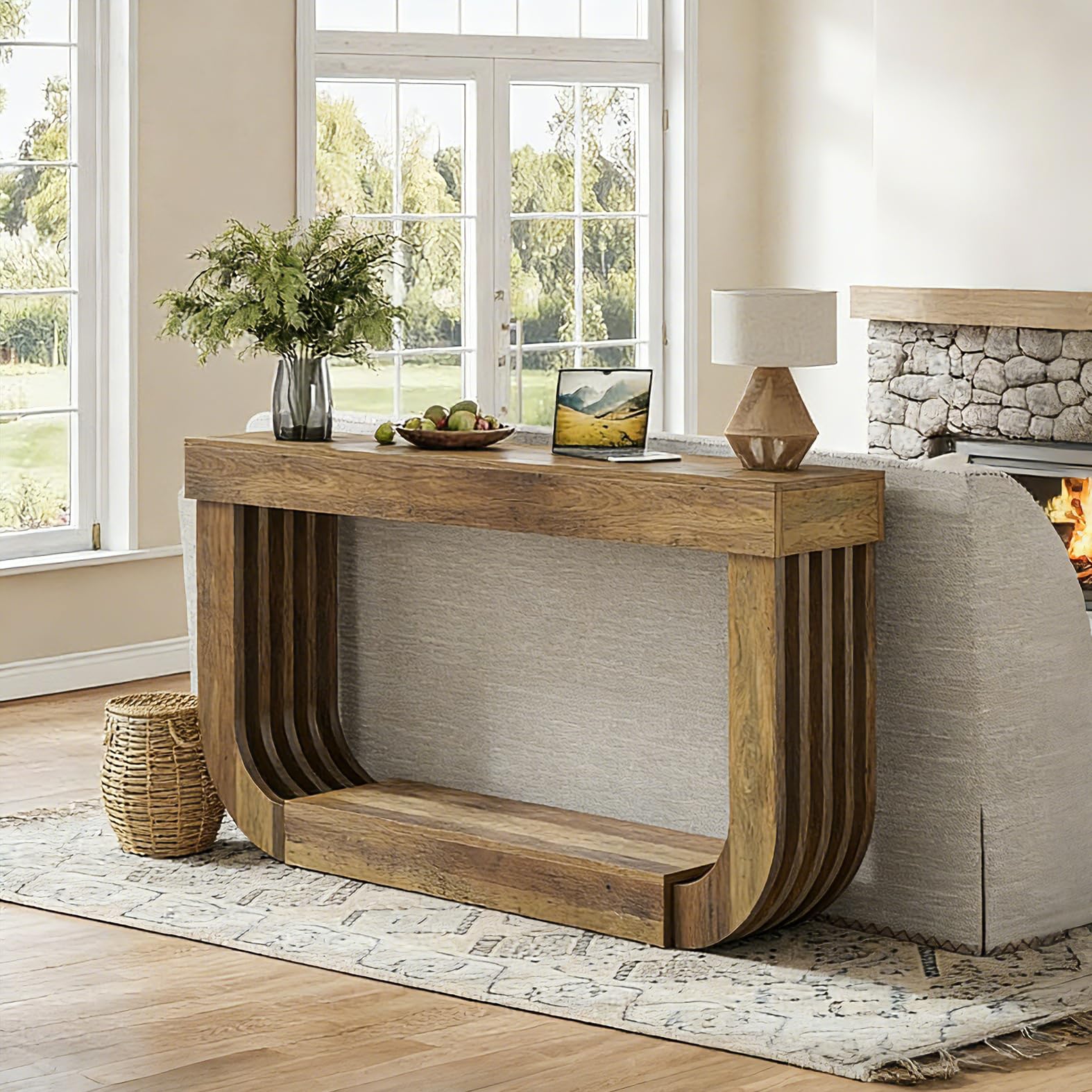 Alt View 1. Tribesigns - 1Easylife 70.9-Inch Sofa Table, Extra Long Wooden Console Table, 2-Tier Brown Wooden Entryway Table for Living Room, Lar - Rustic Brown.
