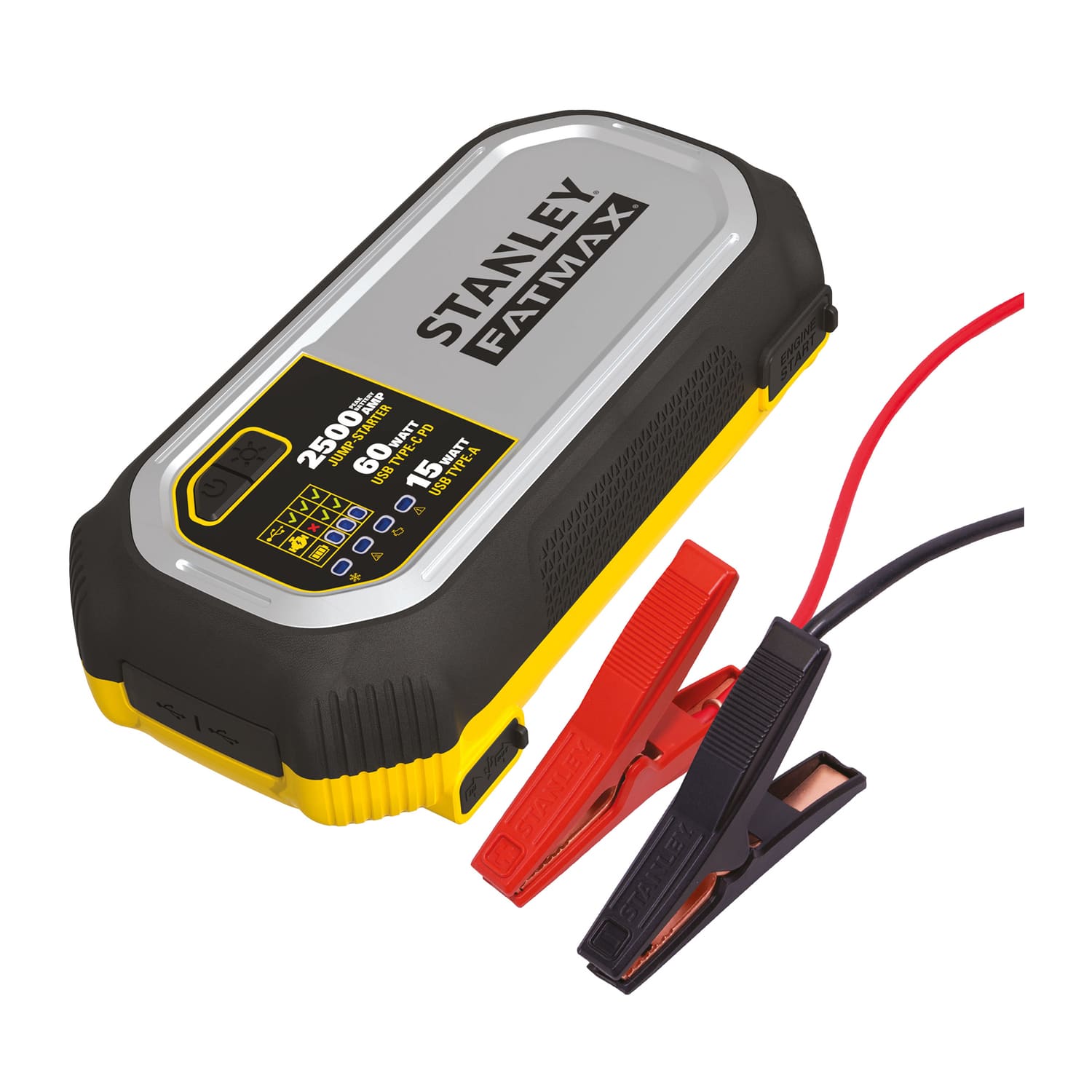 Stanley - 2500-Peak-Amp 12-Volt Lithium Jump Starter, USB Power Bank, LED Light, Carrying Case, LJ25FC