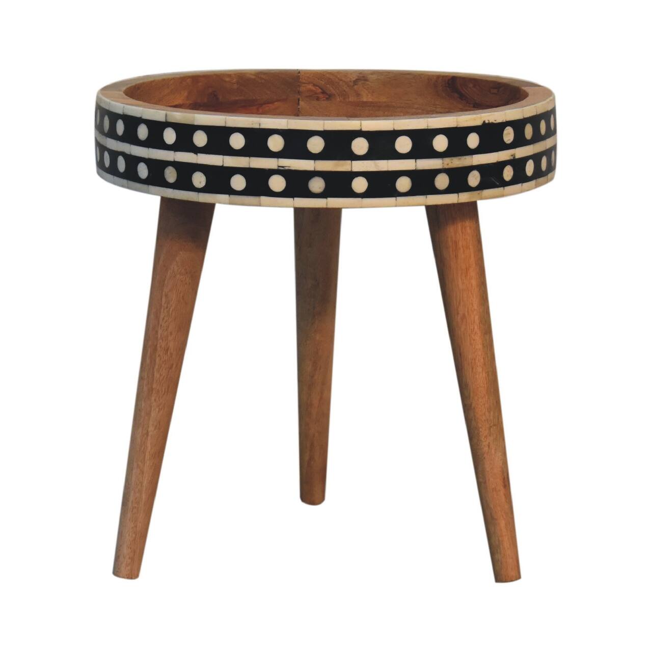 Back. Artisan Furniture - Artisan Furniture Solid Wood Mini Pattern Nordic End Table, Brown - Brown.