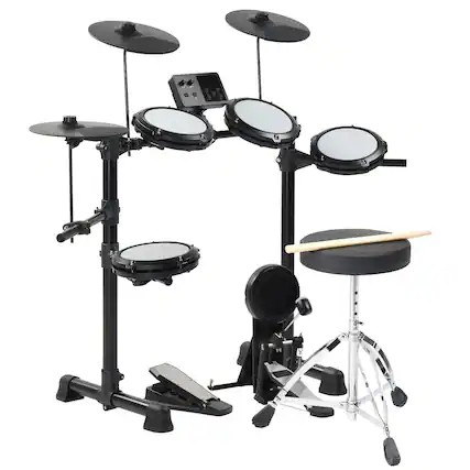 Front. Winado - Electric Drum Set with Mesh Drum, Cymbals,Adjustable Throne,Sticks, Pedal.