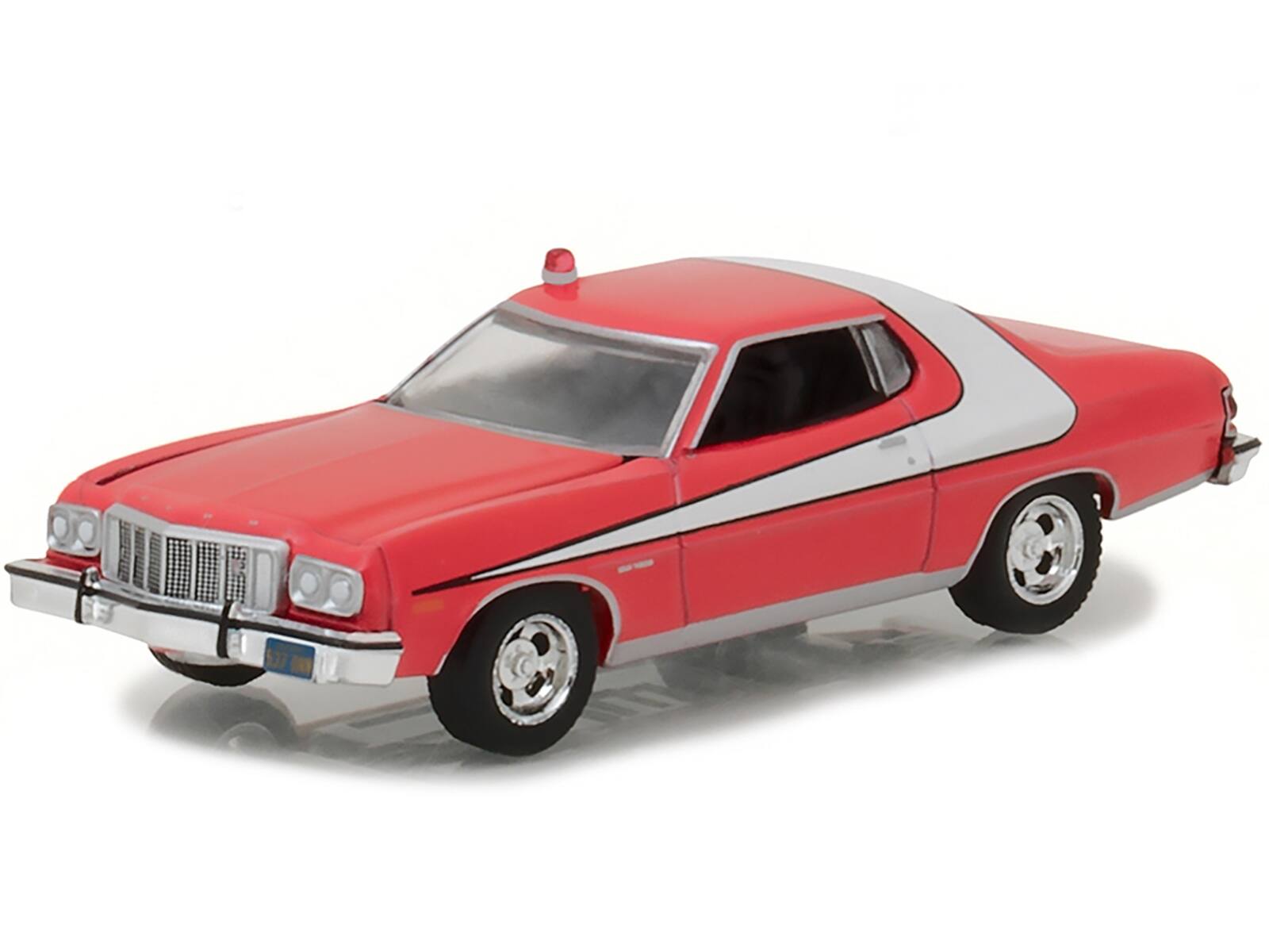 Angle. Greenlight - 1976 Ford Gran Torino Red with White Stripe "Starsky and Hutch" (1975-1979) TV Series "Hollywood Series" Release 18 1/64 - Red with White.