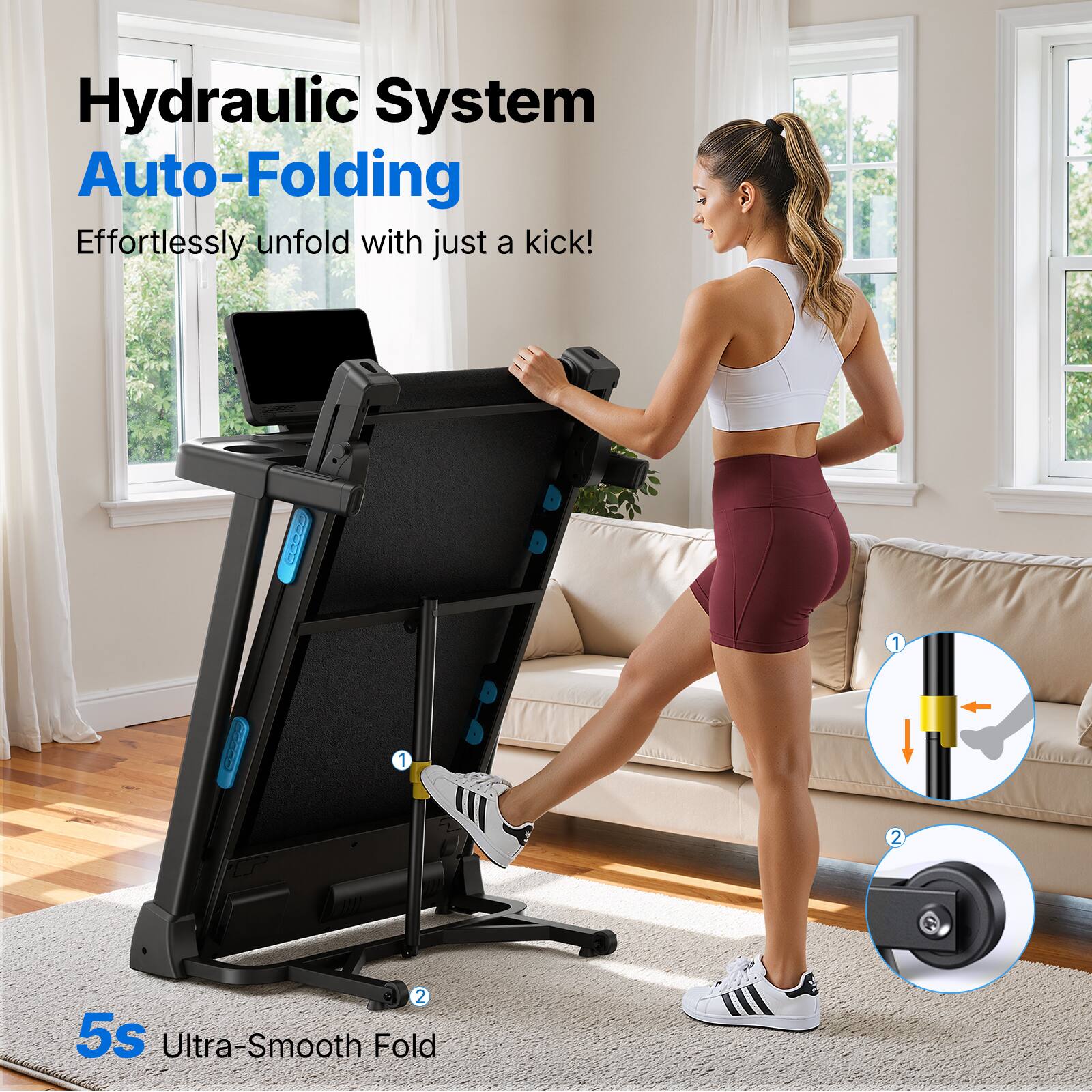 Hydraulic System  
Auto-Folding  

Effortlessly unfold with just a kick!  

5s Ultra-Smooth Fold
