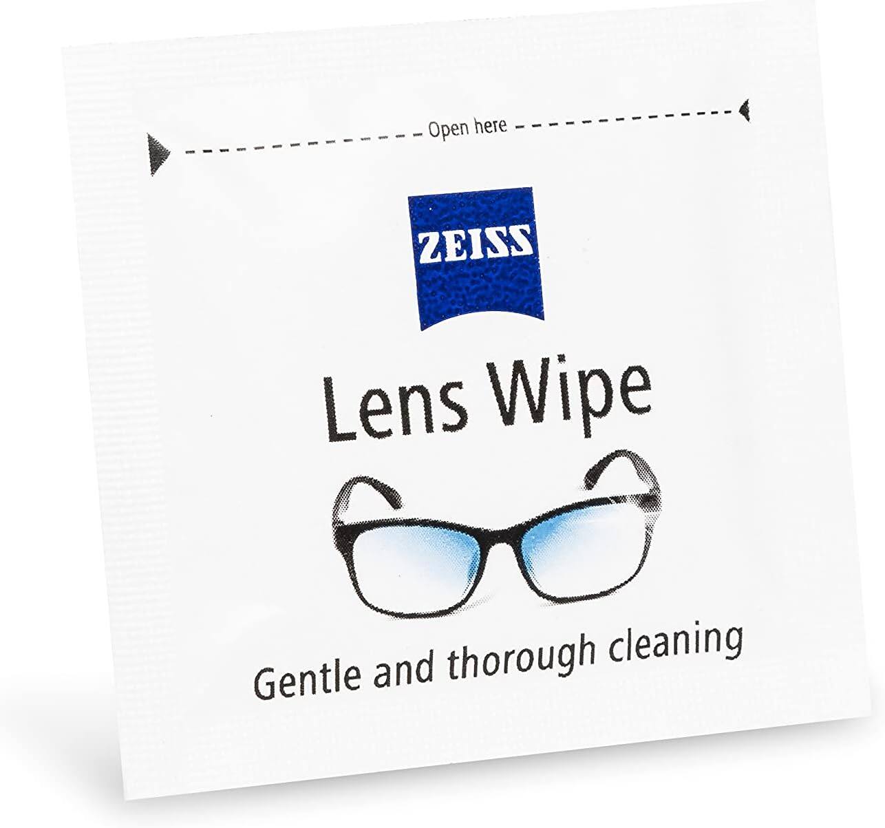 Open here, ZEISS Lens Wipe, Gentle and thorough cleaning.
