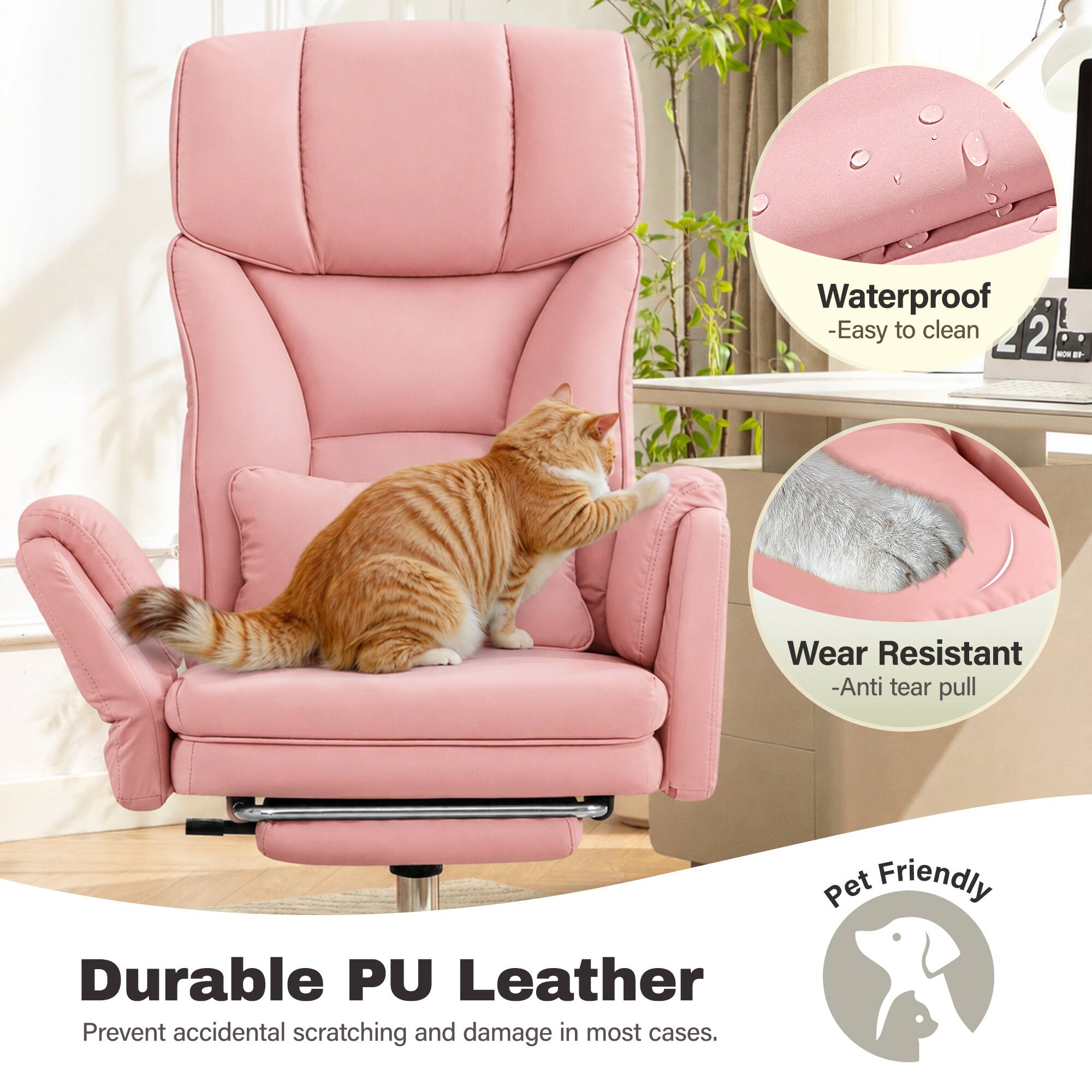 Waterproof - Easy to clean  
Wear Resistant - Anti tear pull  
Durable PU Leather Prevent accidental scratching and damage in most cases.  
Pet Friendly