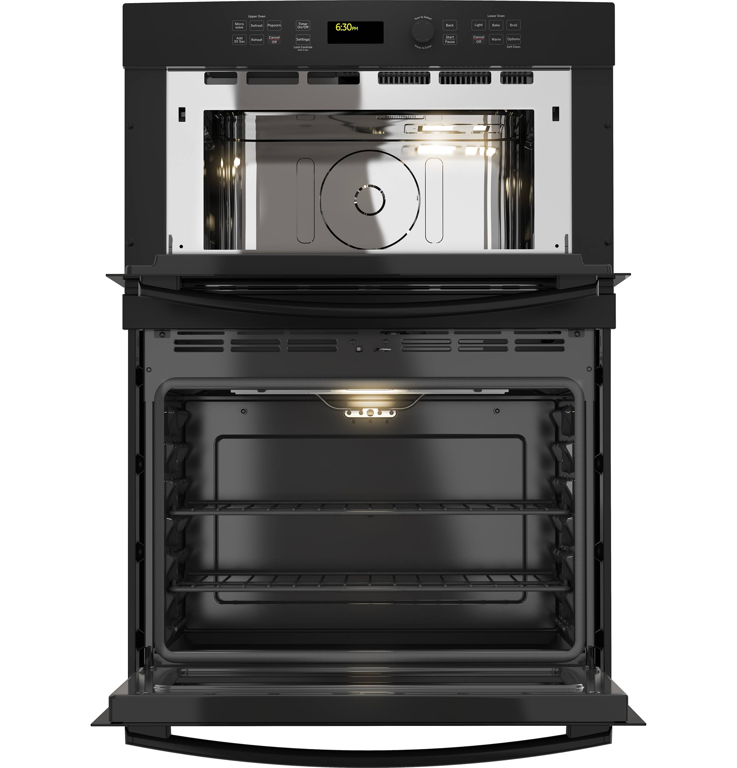 Alt View 13. GE - 30" Single Electric Wall Oven with Built-In Microwave - Black on Black.