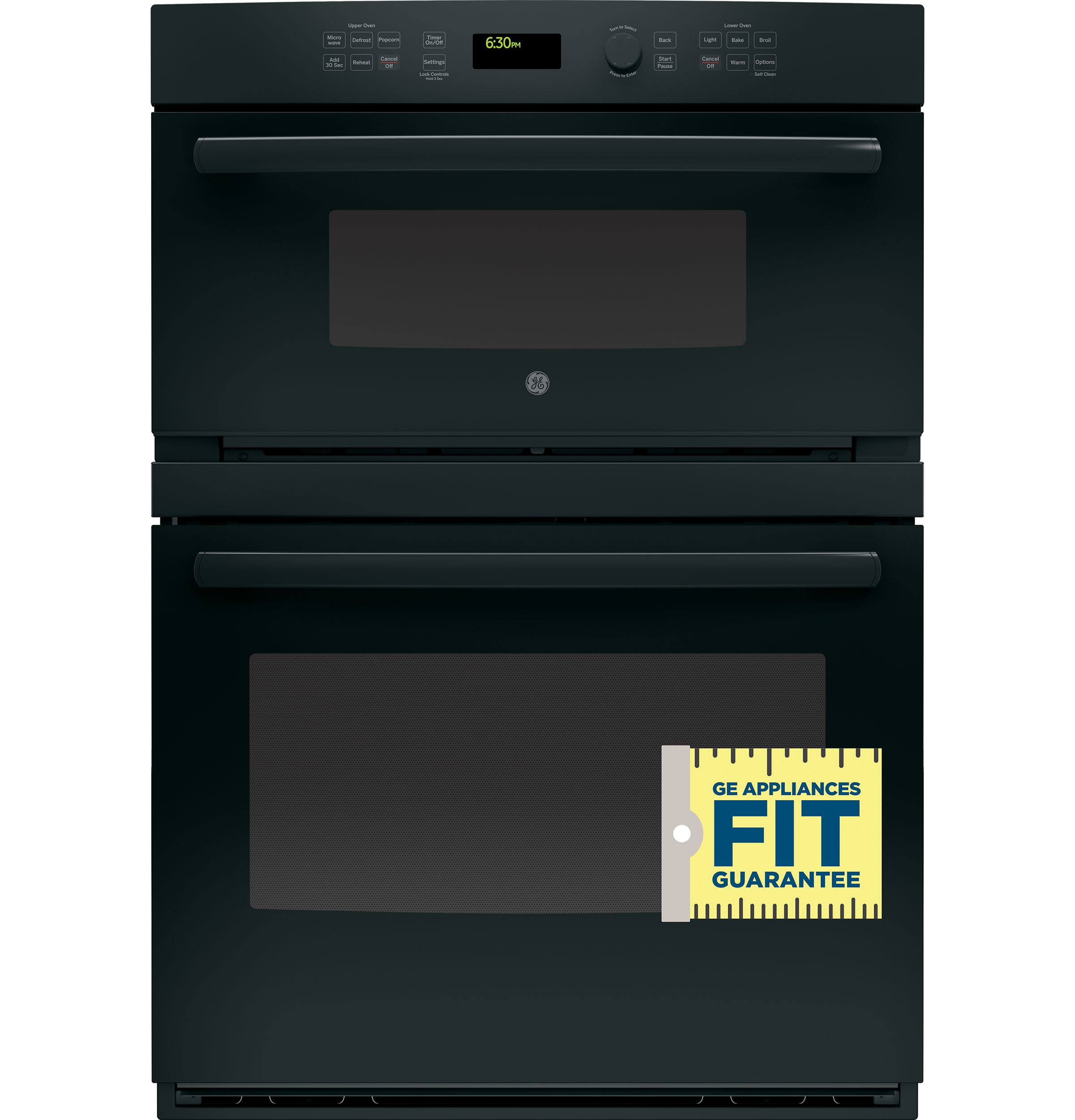 Alt View 15. GE - 30" Single Electric Wall Oven with Built-In Microwave - Black on Black.