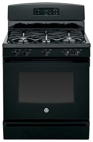 GE - 5.0 Cu. Ft. Freestanding Gas Range - Black-on-Black-Front_Standard 